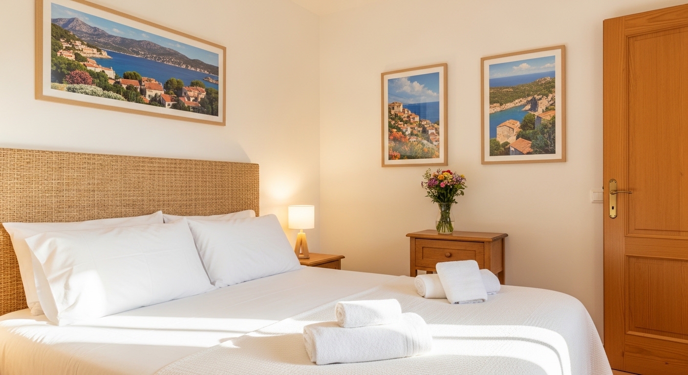 Beautifully styled holiday rental interior in Mallorca with Mediterranean design elements